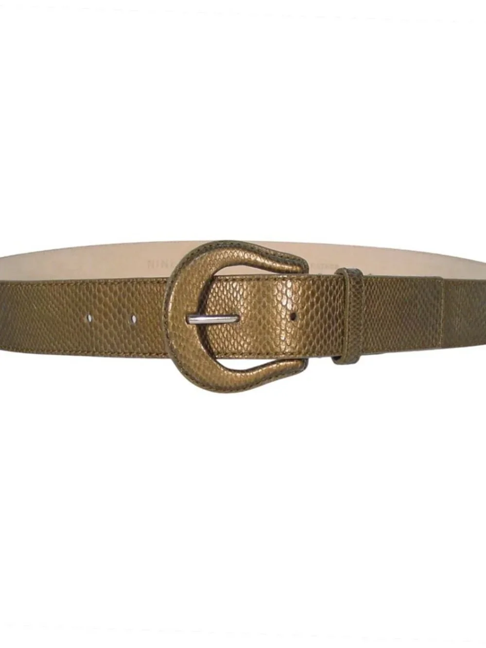 NINE WEST Wide Bronze Snakeskin-Embossed Leather Belt Women's XL - Picture 2 of 4